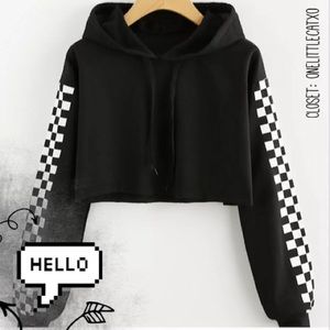 ⚜Hooded Checkered Long Sleeve CropTop - read below